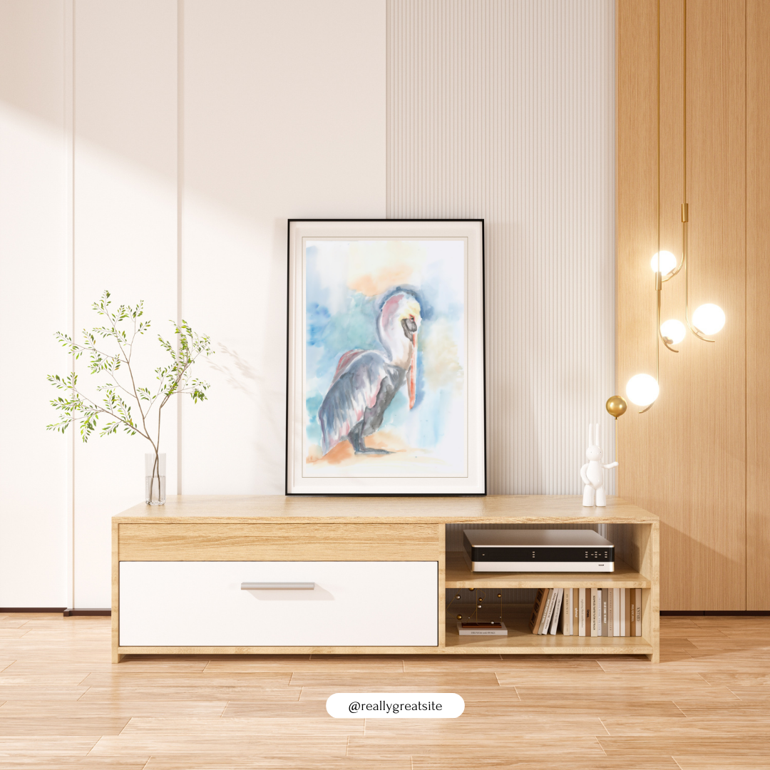 Pelican Print from Original Watercolor Painting, Abstract Wall Art, Home Decor for Bird Lover