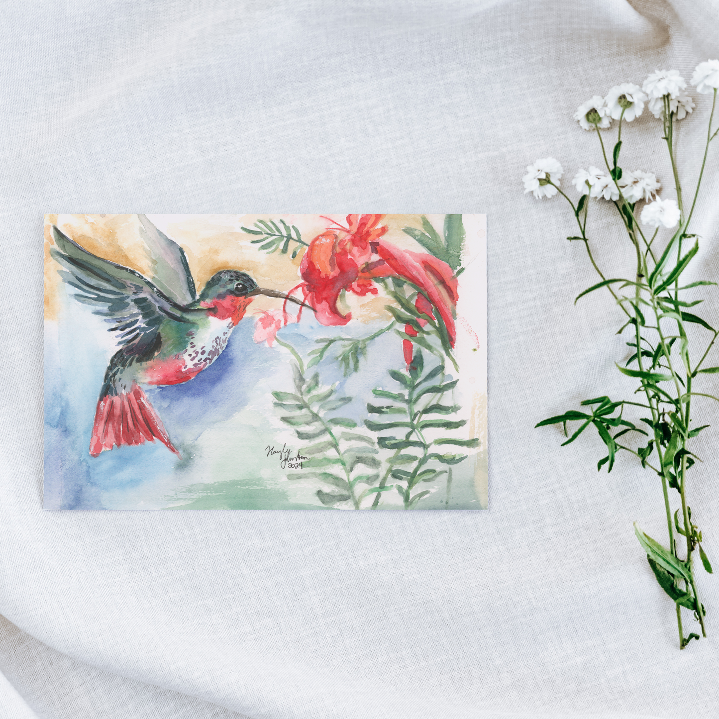 Note Card and Envelope Bundle - A Garden Visit - 5 1/8 x 7 - A7