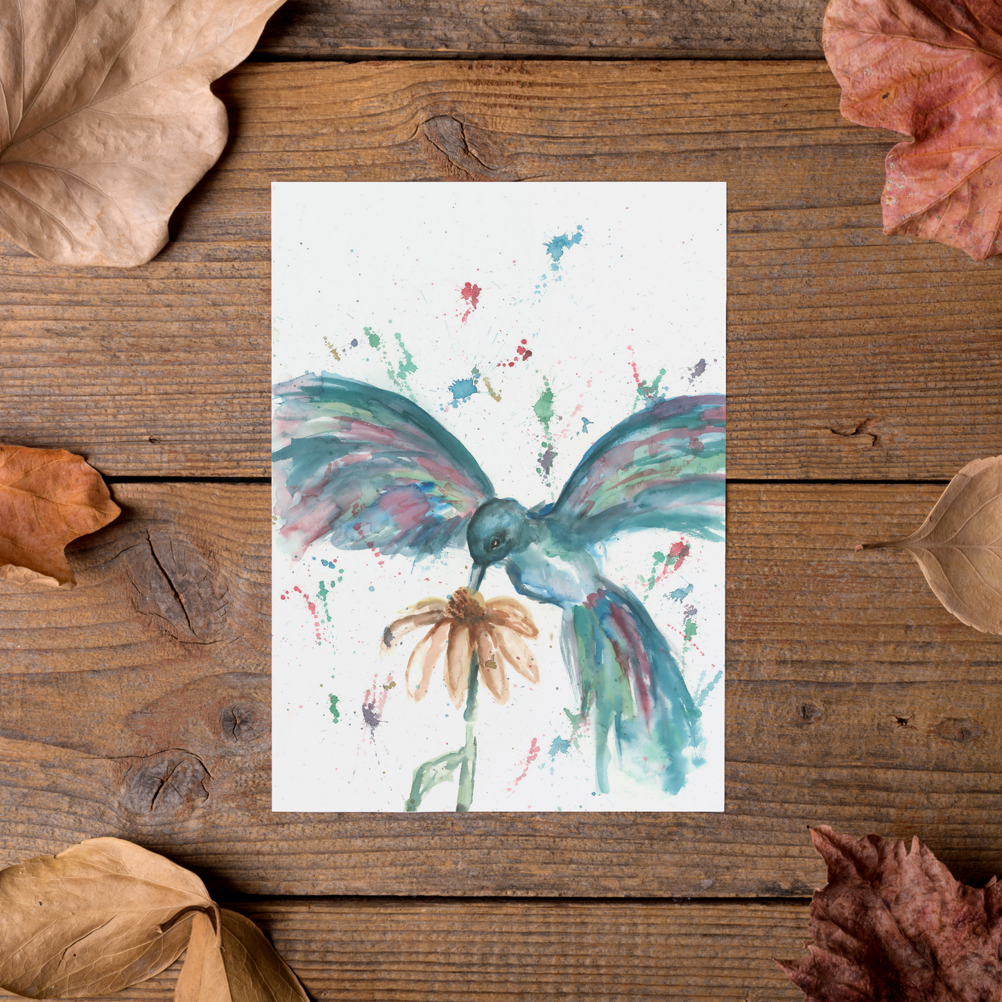 Note Card and Envelope Bundle - Hovering Hummingbird - 5 1/8 x 7 - A7