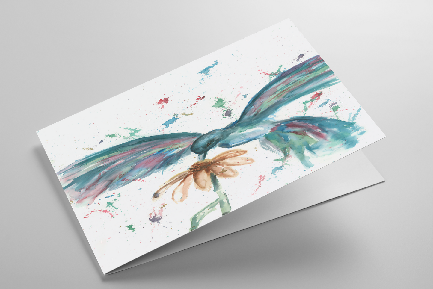 Folding Greeting Card and Envelope Bundle - Hovering Hummingbird - 5 1/8 x 7 - A7