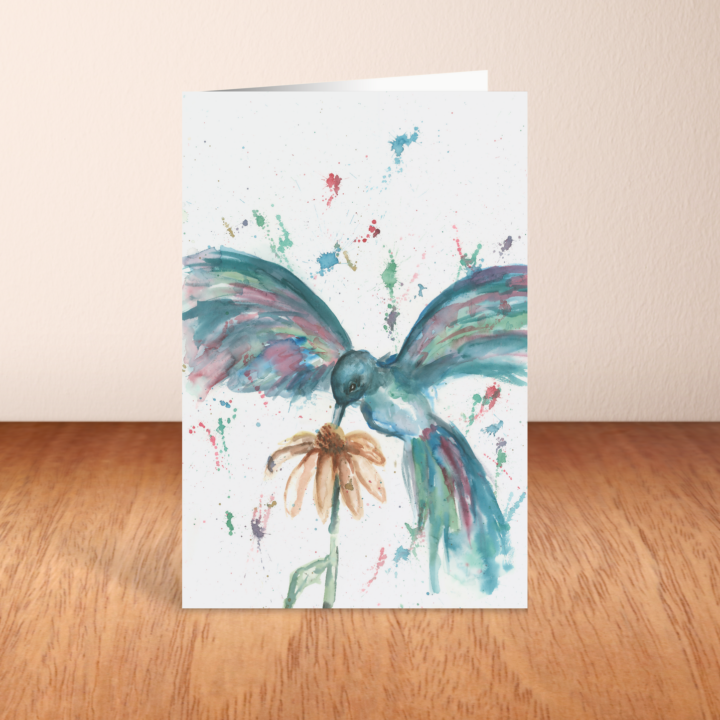 Folding Greeting Card and Envelope Bundle - Hovering Hummingbird - 5 1/8 x 7 - A7