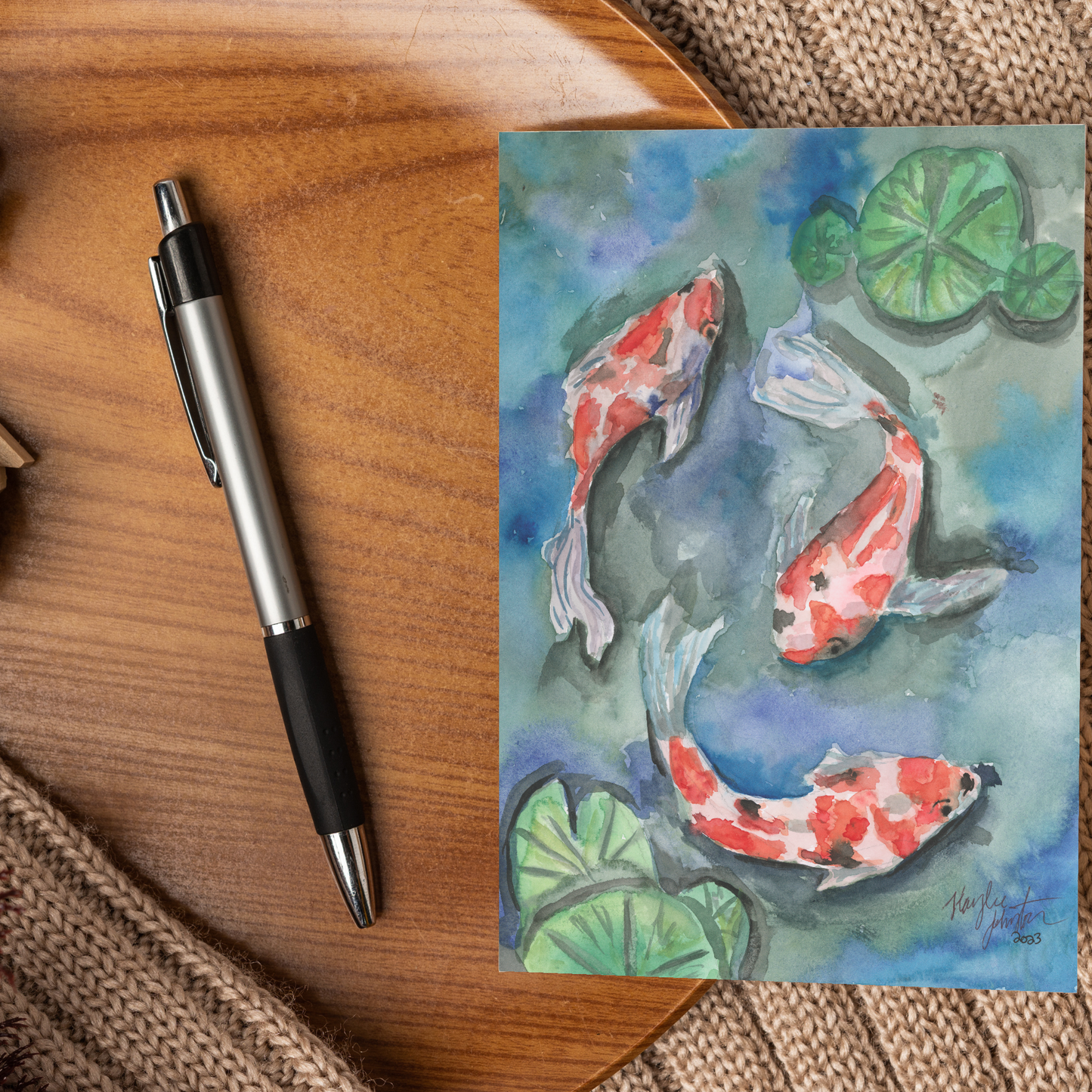Note Card and Envelope Bundle - Koi Pond - 5 1/8 x 7 - A7