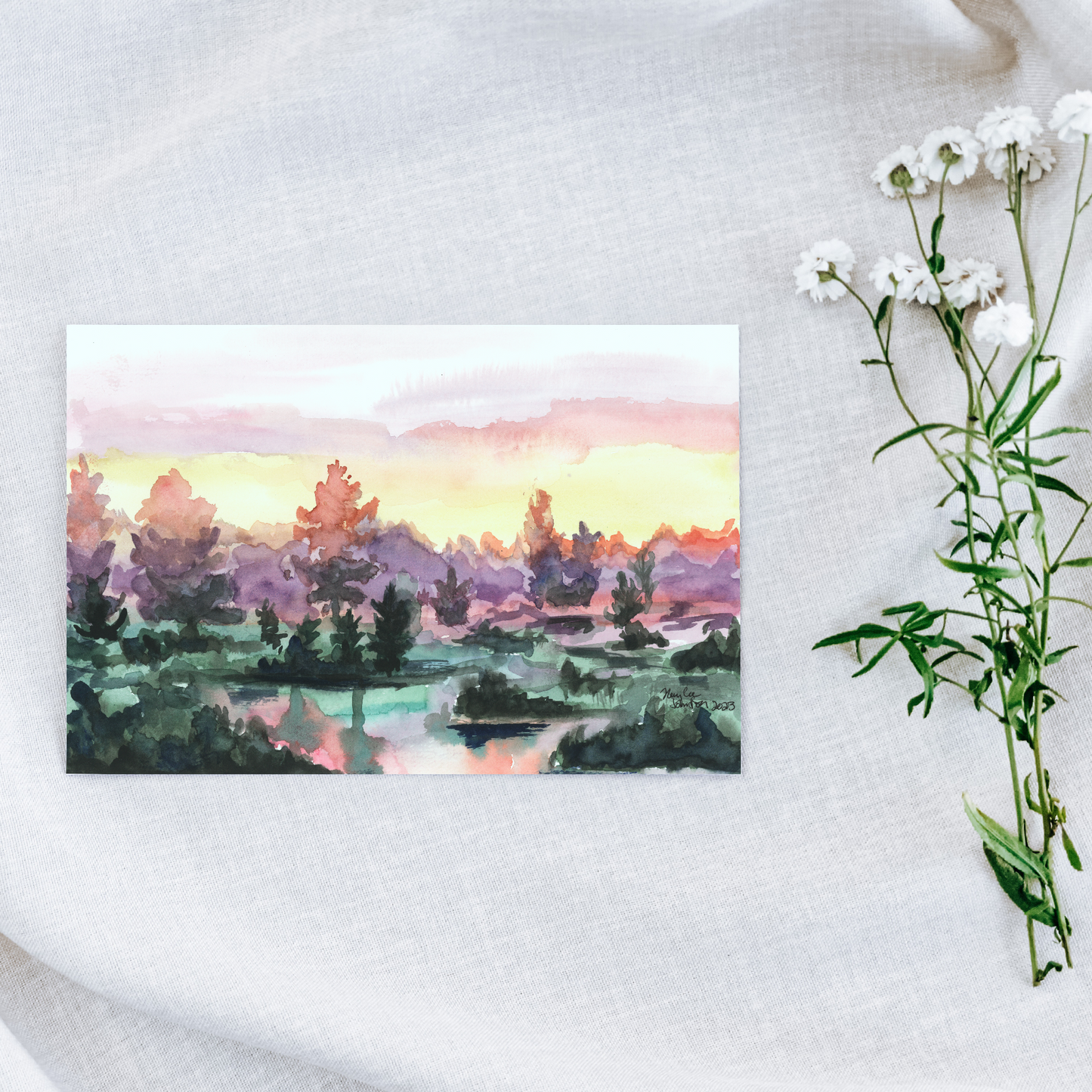 Note Card and Envelope Bundle - Misty Sunrise - 5 1/8 x 7 - A7