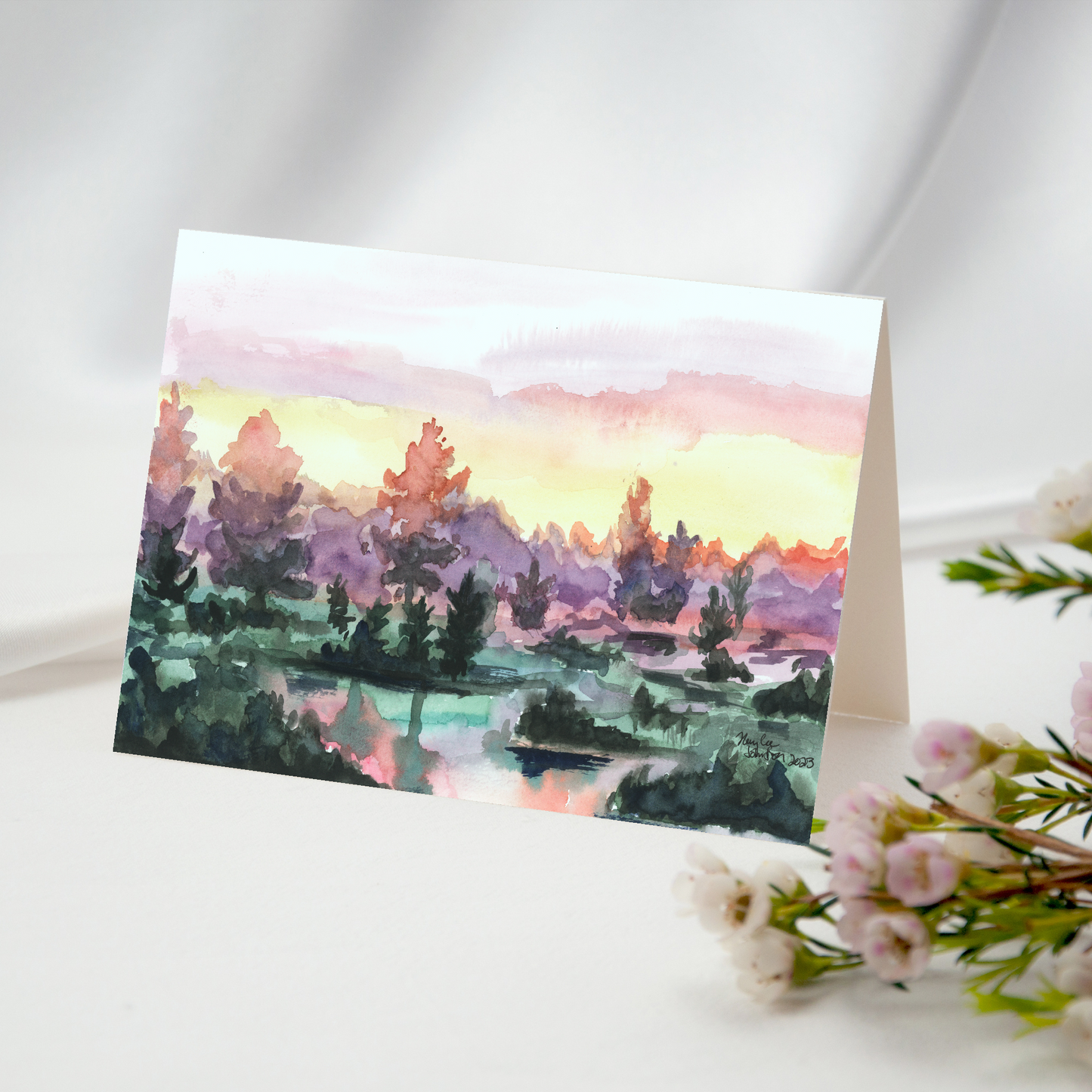 Folding Greeting Card and Envelope Bundle - Misty Sunrise - 5 1/8 x 7 - A7