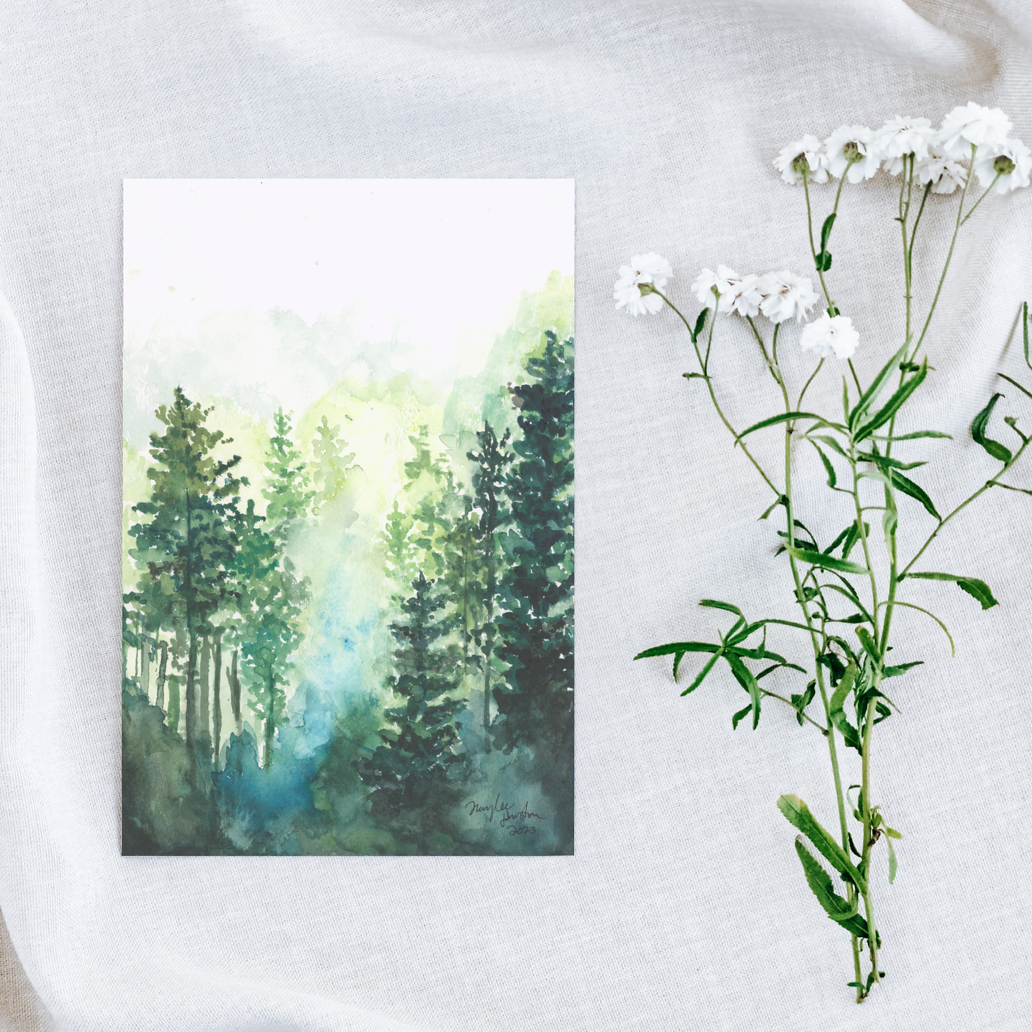 Note Card and Envelope Bundle - Morning Forest - 5 1/8 x 7 - A7