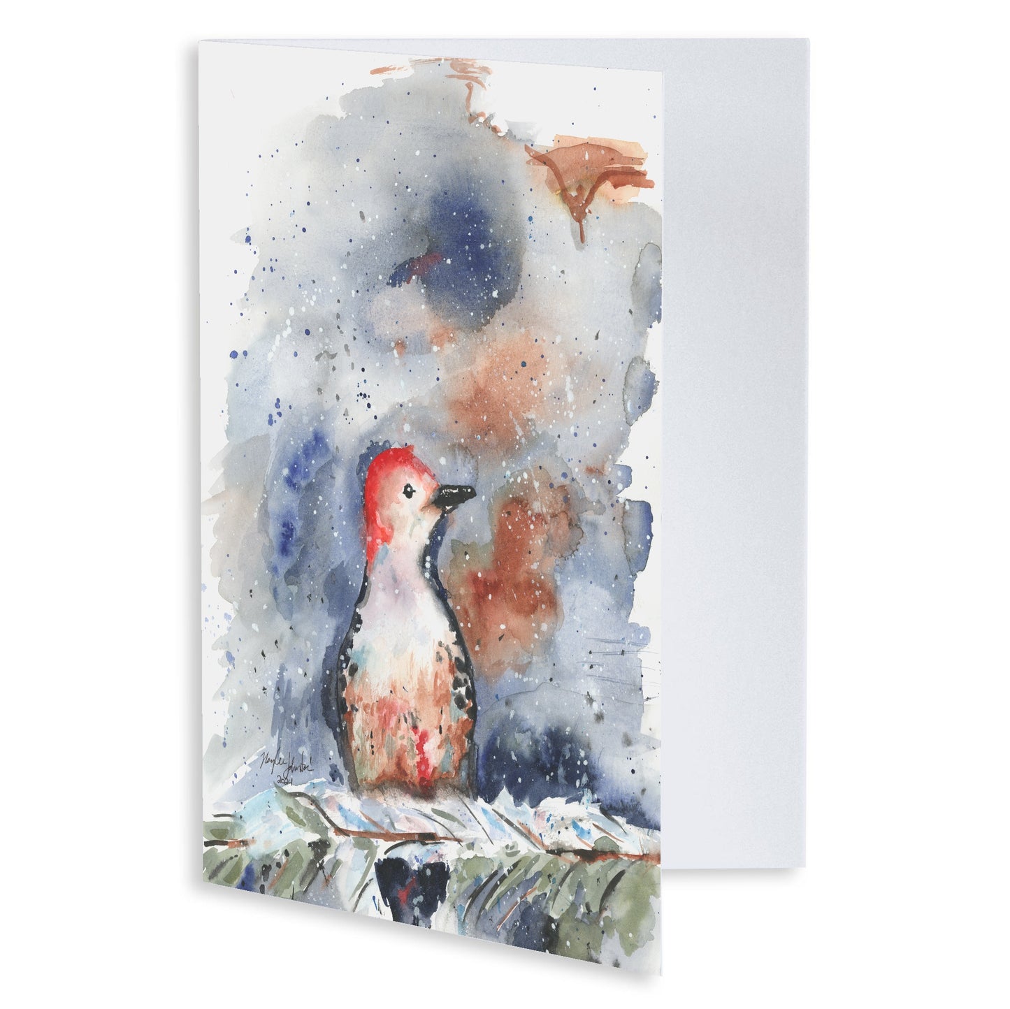 Folding Greeting Card and Envelope Bundle - Red Bellied Woodpecker - 5 1/8 x 7 - A7