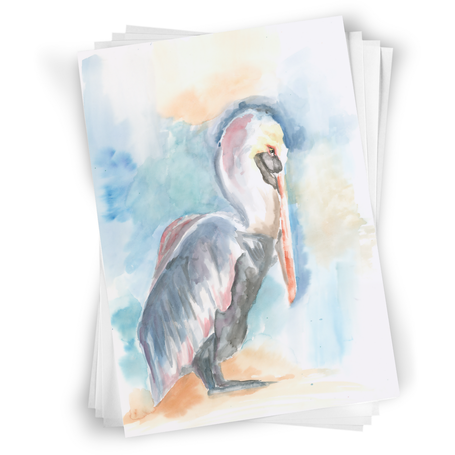 Note Card and Envelope Bundle - Shy Pelican - 5 1/8 x 7 - A7