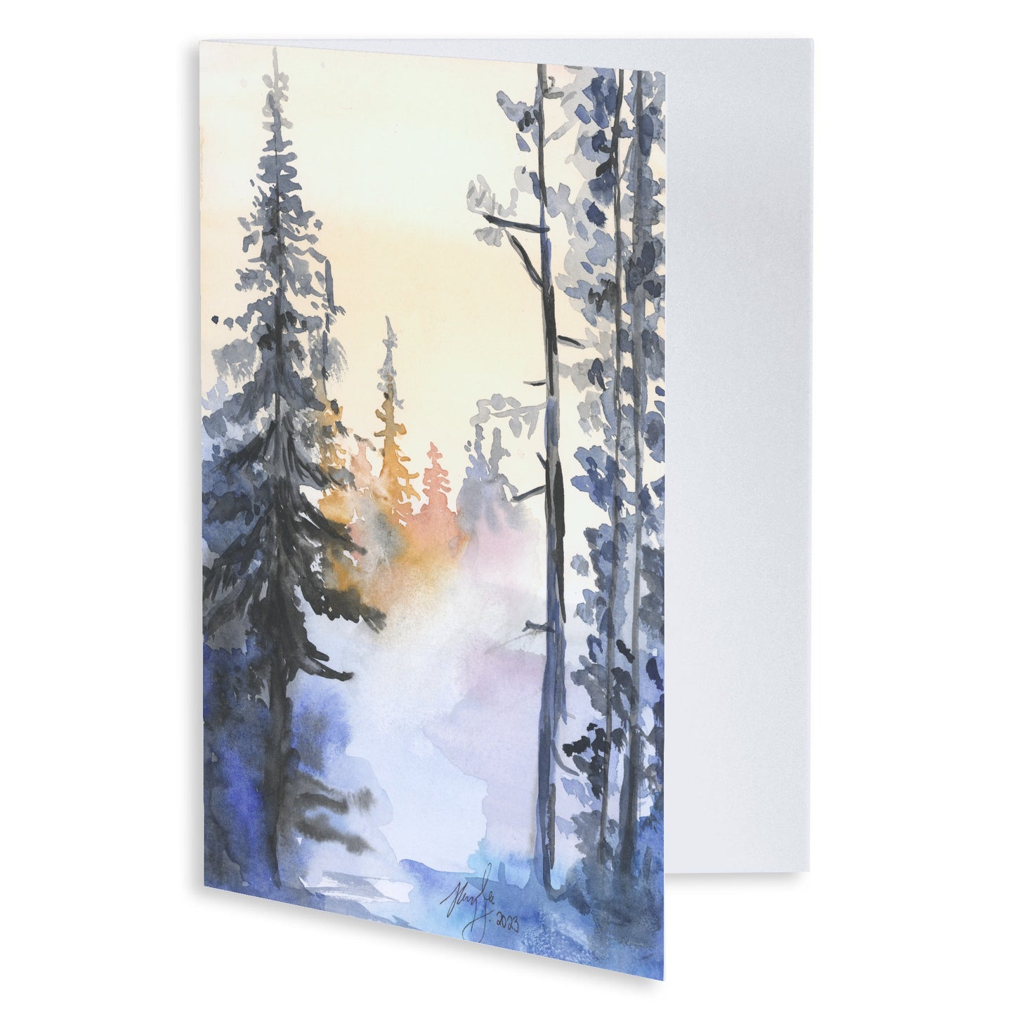 Folding Greeting Card and Envelope Bundle - Winter Wood - 5 1/8 x 7 - A7