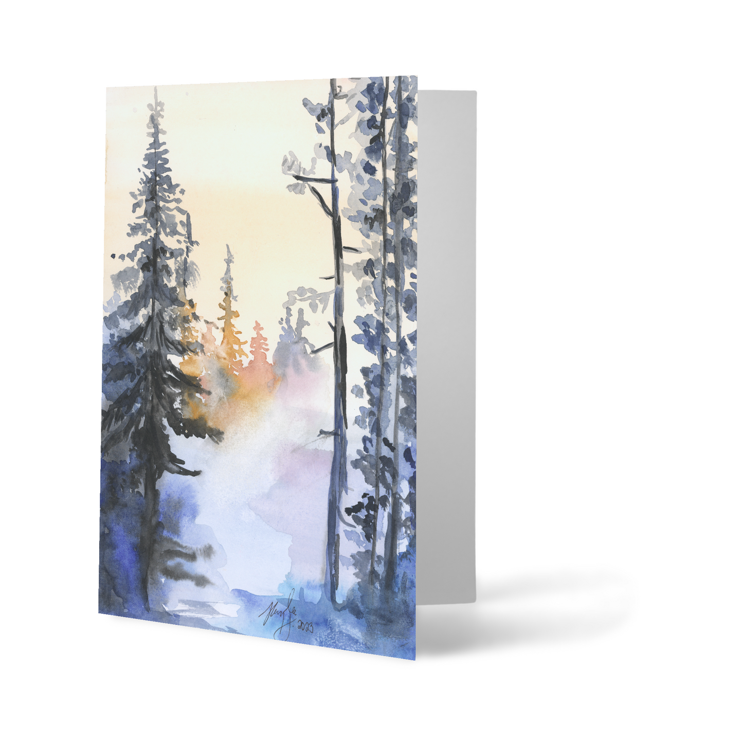 Folding Greeting Card and Envelope Bundle - Winter Wood - 5 1/8 x 7 - A7