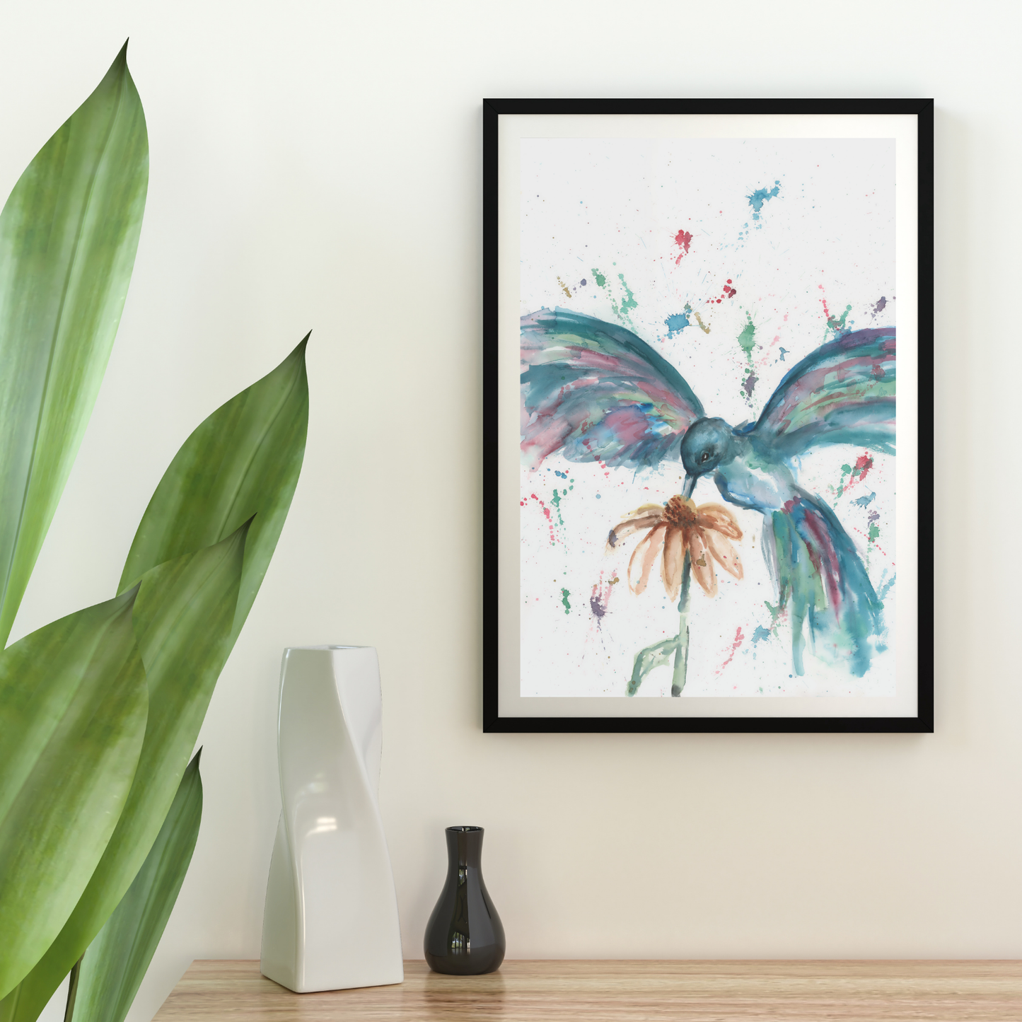 Hovering Hummingbird Watercolor Paintings, Hummingbird Watercolor Print