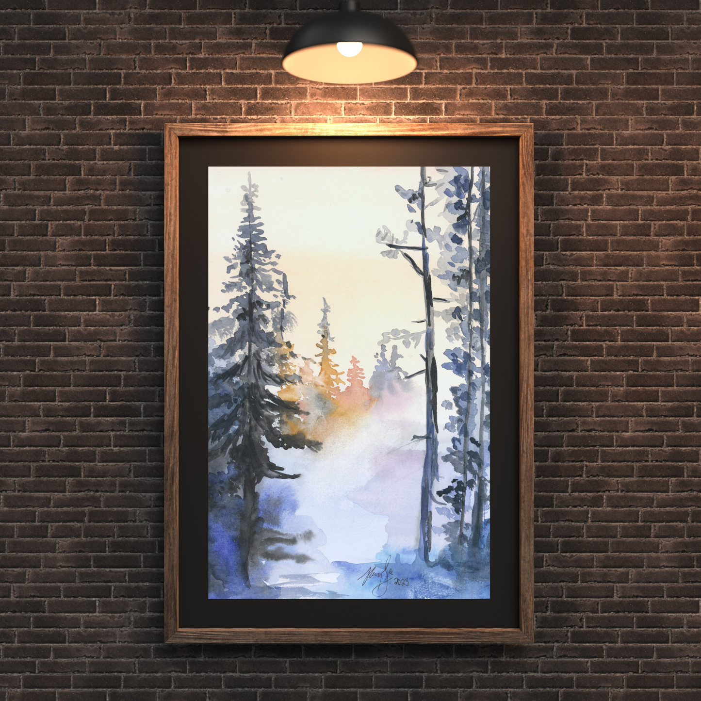 Snowy Forest Watercolor Print From Original, Winter Snow Artwork