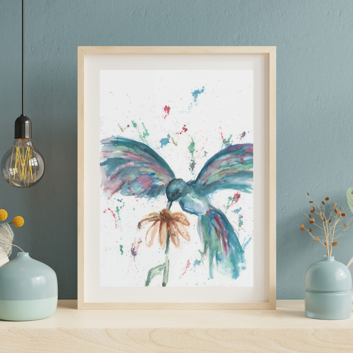 Hovering Hummingbird Watercolor Paintings, Hummingbird Watercolor Print