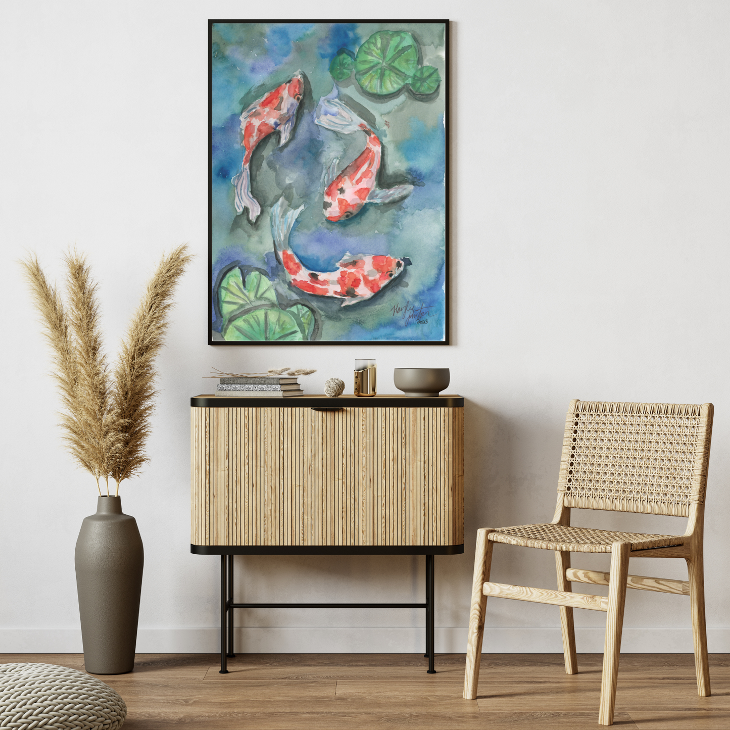 Koi Pond Wall Art, Colorful Print from Watercolor Painting, Original Goldfish Artwork