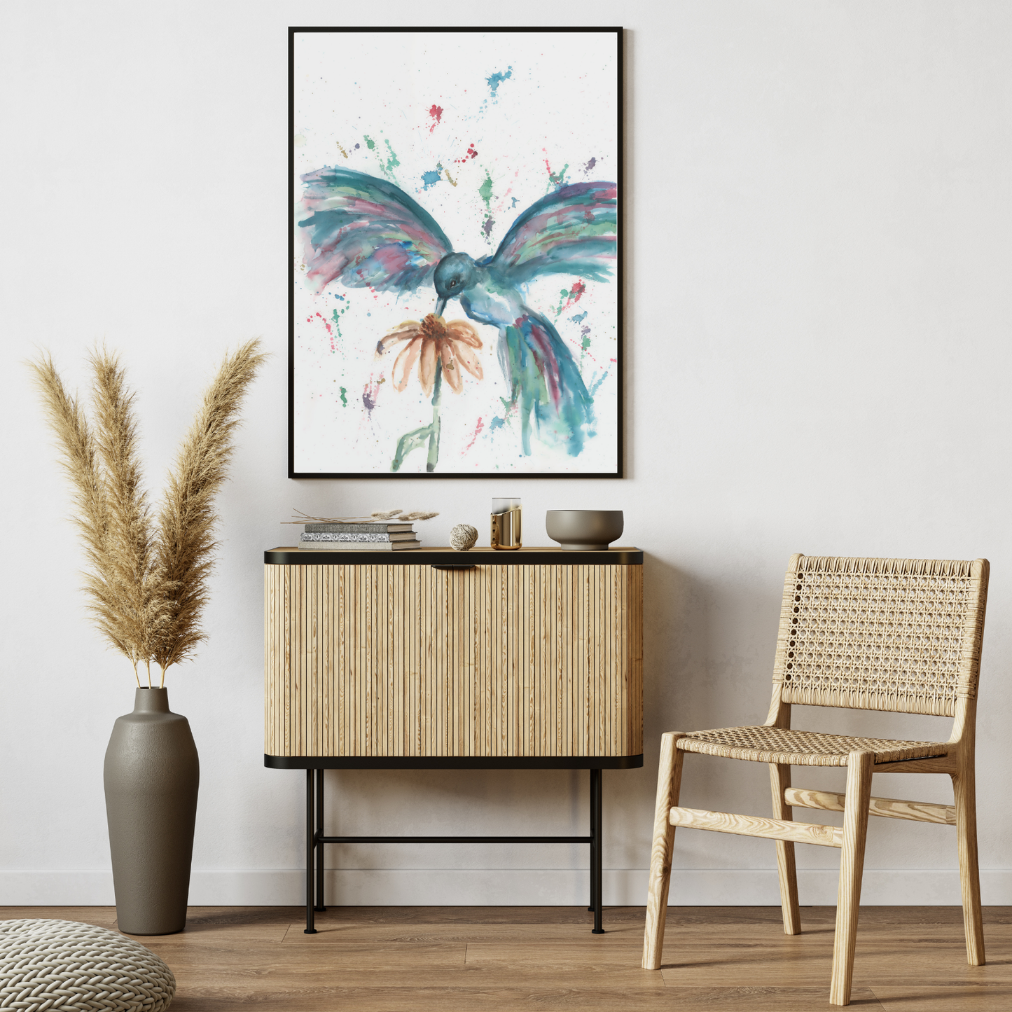 Hovering Hummingbird Watercolor Paintings, Hummingbird Watercolor Print