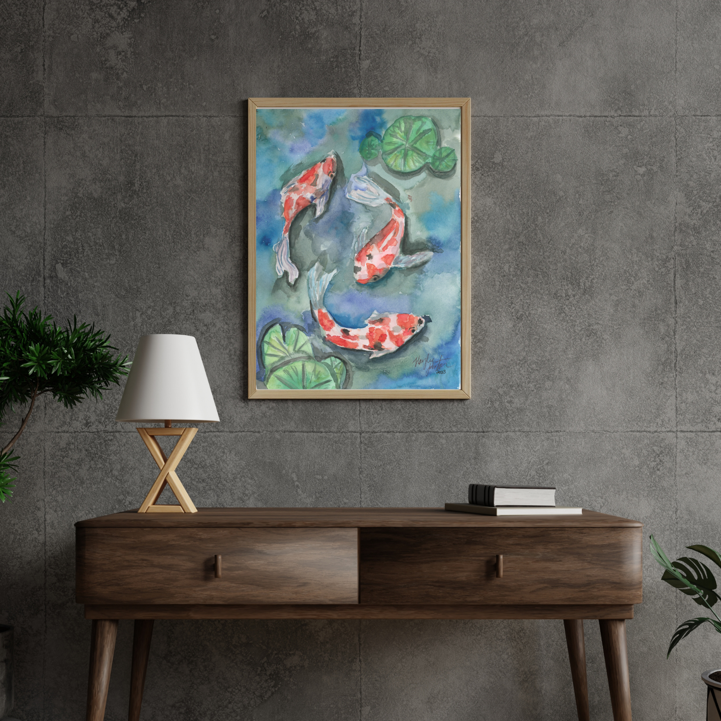 Koi Pond Wall Art, Colorful Print from Watercolor Painting, Original Goldfish Artwork