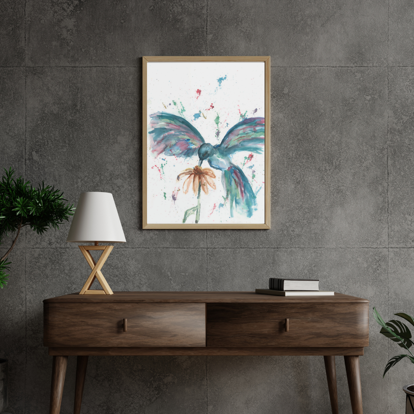 Hovering Hummingbird Watercolor Paintings, Hummingbird Watercolor Print