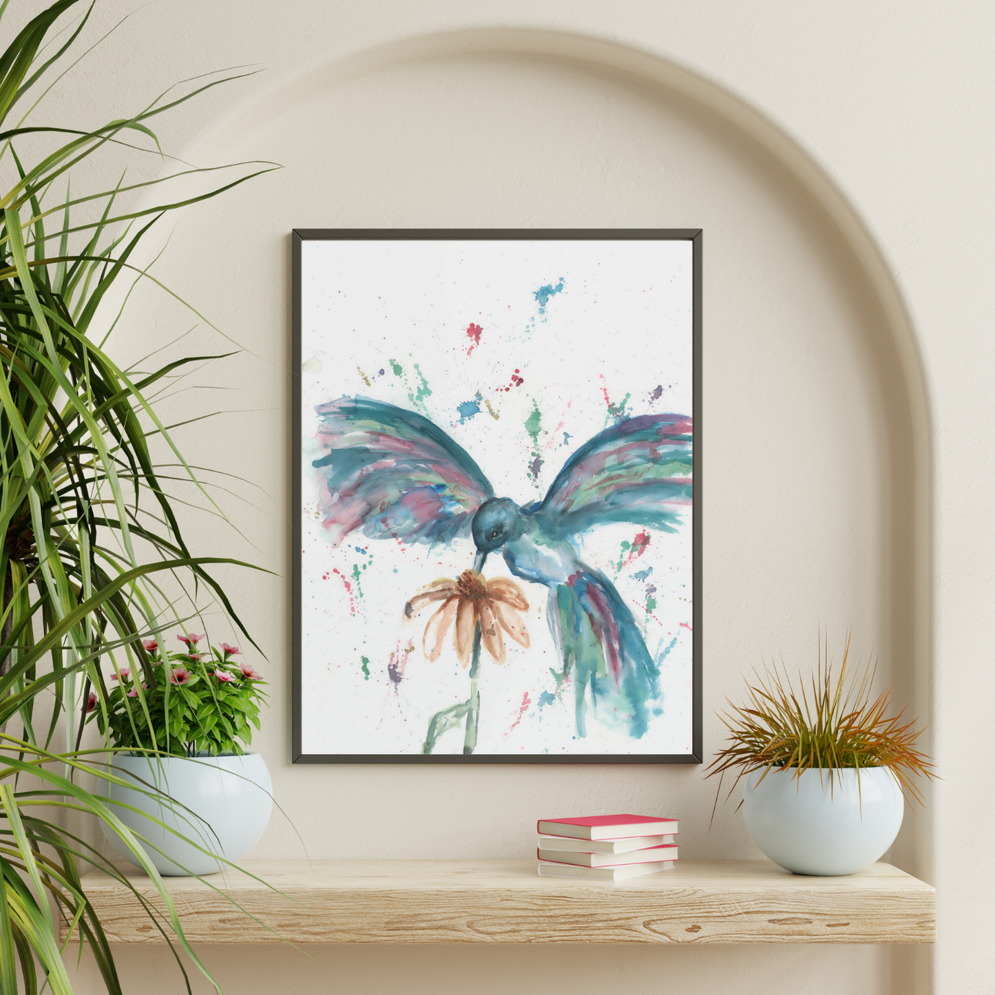 Hovering Hummingbird Watercolor Paintings, Hummingbird Watercolor Print