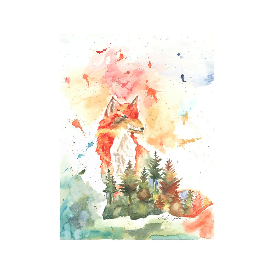 Giclée Forest Fox displayed unframed against a plain white background, showing the full artwork with no surrounding decor.