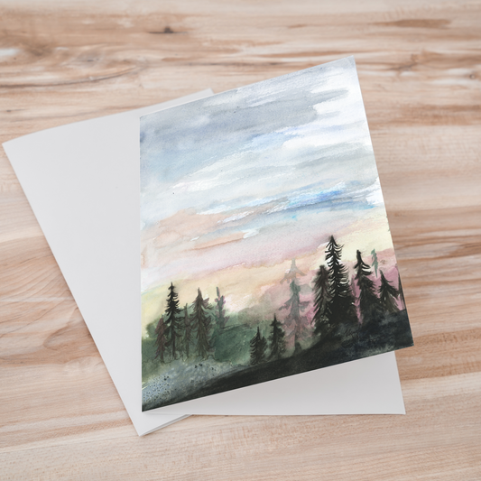 Folding Greeting Card and Envelope Bundle - Forest Skyline - 5 1/8 x 7 - A7