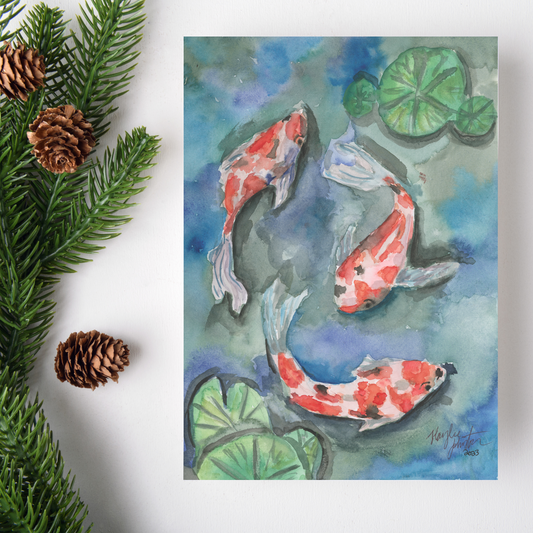 Note Card and Envelope Bundle - Koi Pond - 5 1/8 x 7 - A7