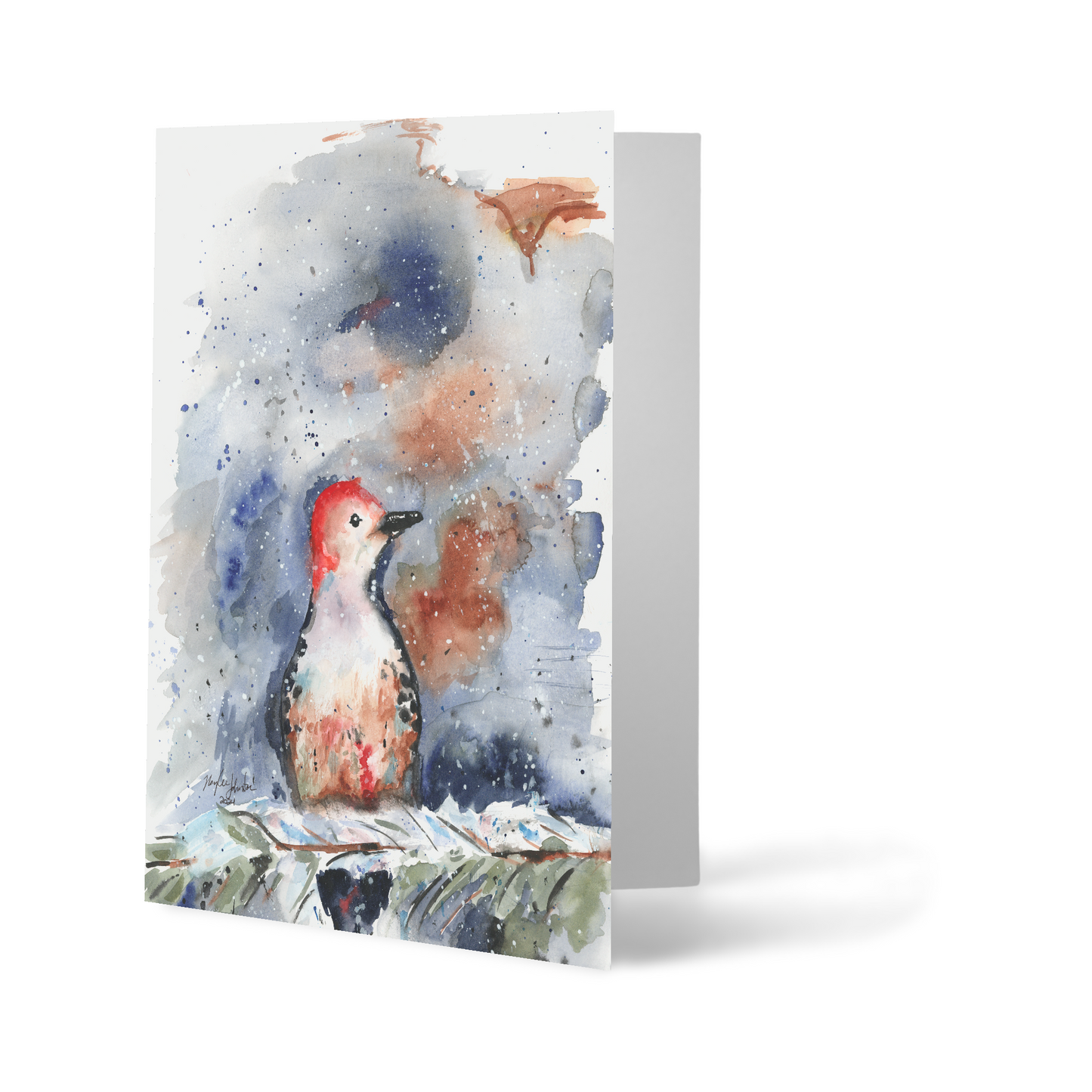 Folding Greeting Card and Envelope Bundle - Red Bellied Woodpecker - 5 1/8 x 7 - A7