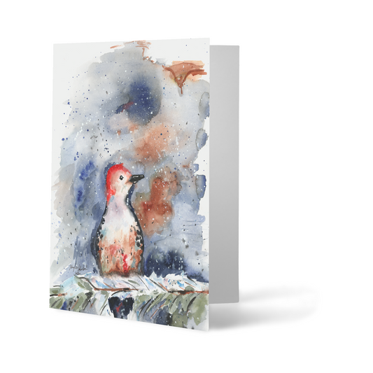 Folding Greeting Card and Envelope Bundle - Red Bellied Woodpecker - 5 1/8 x 7 - A7
