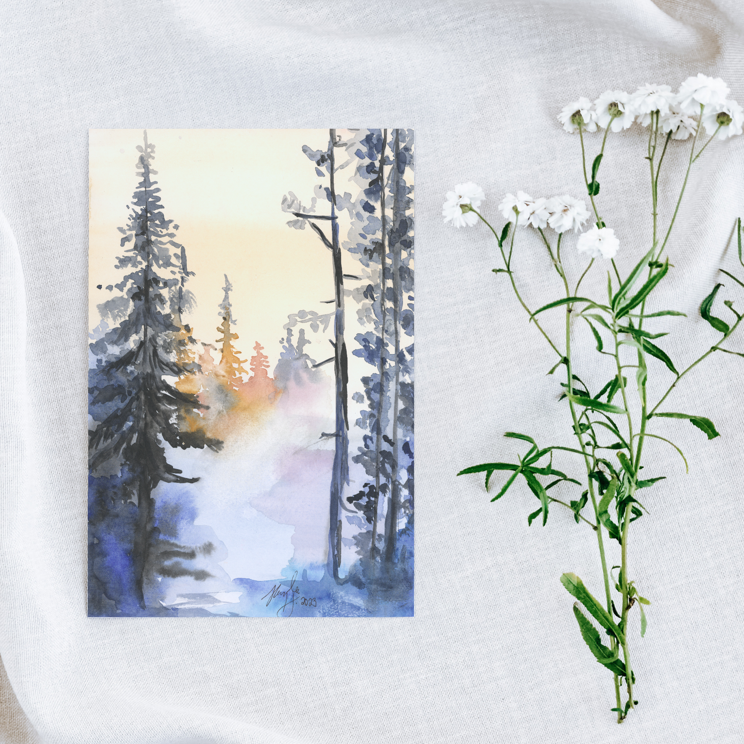 Note Card and Envelope Bundle - Winter Wood - 5 1/8 x 7 - A7
